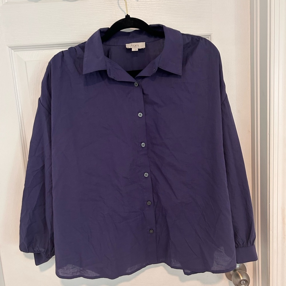 Loft Purple/Blue Button Down Shirt w Collar

Size L